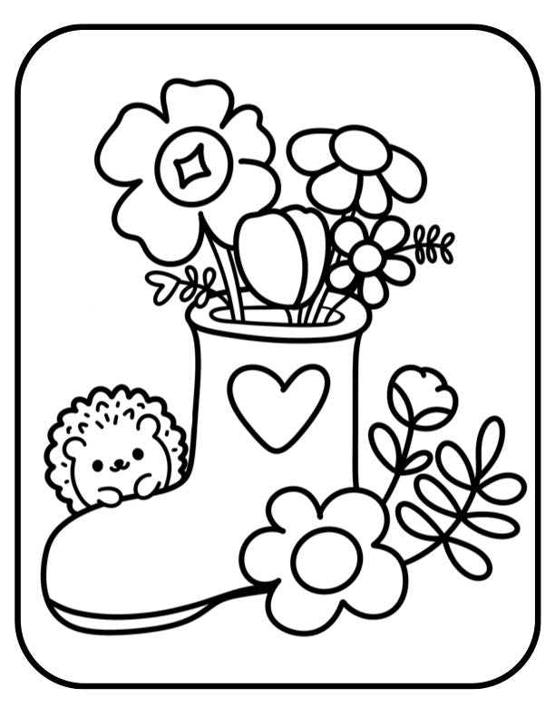 Cute Animals in Plants Colouring Pages (Digital Download)