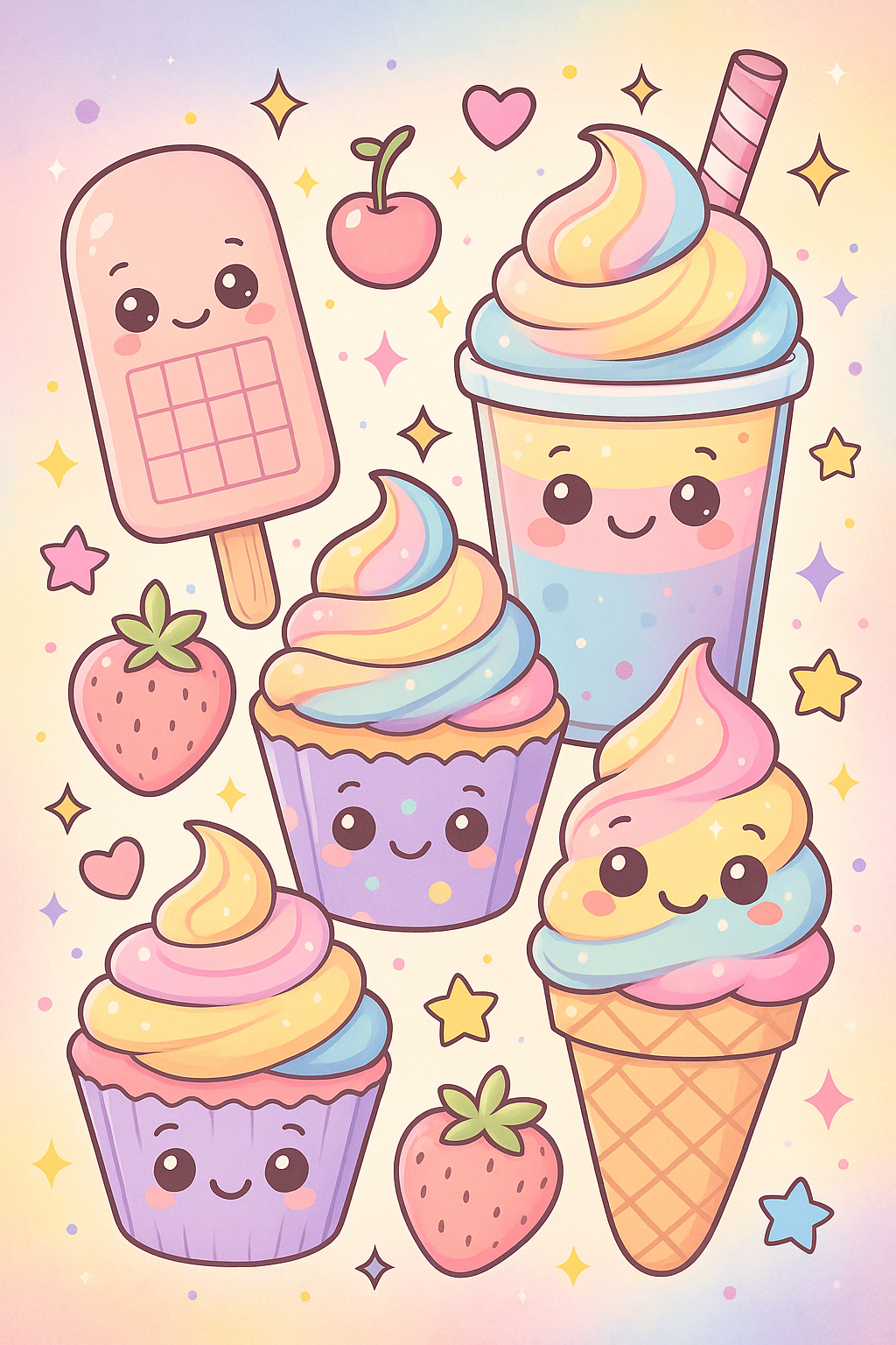 Cutest Desserts Coloring Pages (Digital Download - 12 pages)