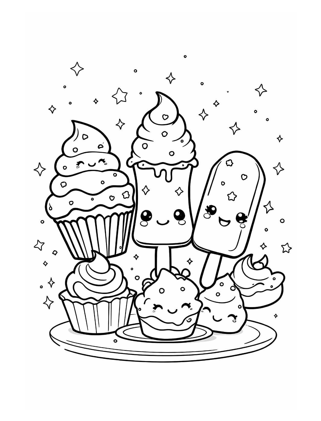 Cutest Desserts Coloring Pages (Digital Download - 12 pages)