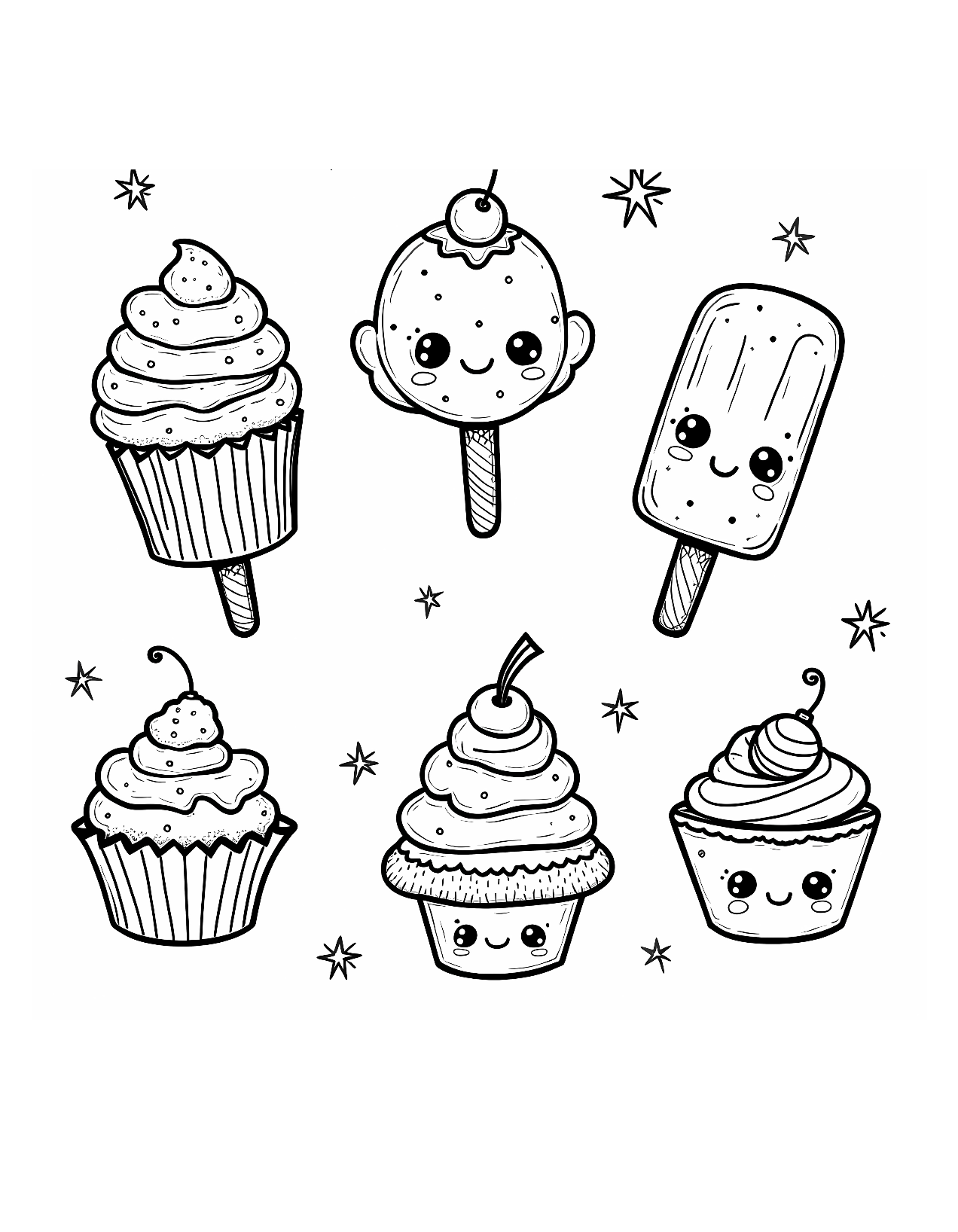 Cutest Desserts Coloring Pages (Digital Download - 12 pages)